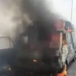 Commercial Bus Catches Fire on Third Mainland Bridge, Causes Major Traffic Gridlock