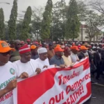 David Mark, Obi, Kwankwaso, Aregbesola Lead Protest to INEC Headquarters